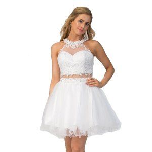 SHORT MOCK TWO PIECE DRESS WITH RUFFLED SKIRT BY STAR BOX 6417